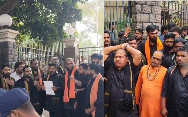  ڈیوٹی کےدوران ایّپا مالا پہننے پر ایس آئی کو محکمہ پولیس سے میمو جاری۔ تلنگانہ ڈی جی پی دفتر پراحتجاج